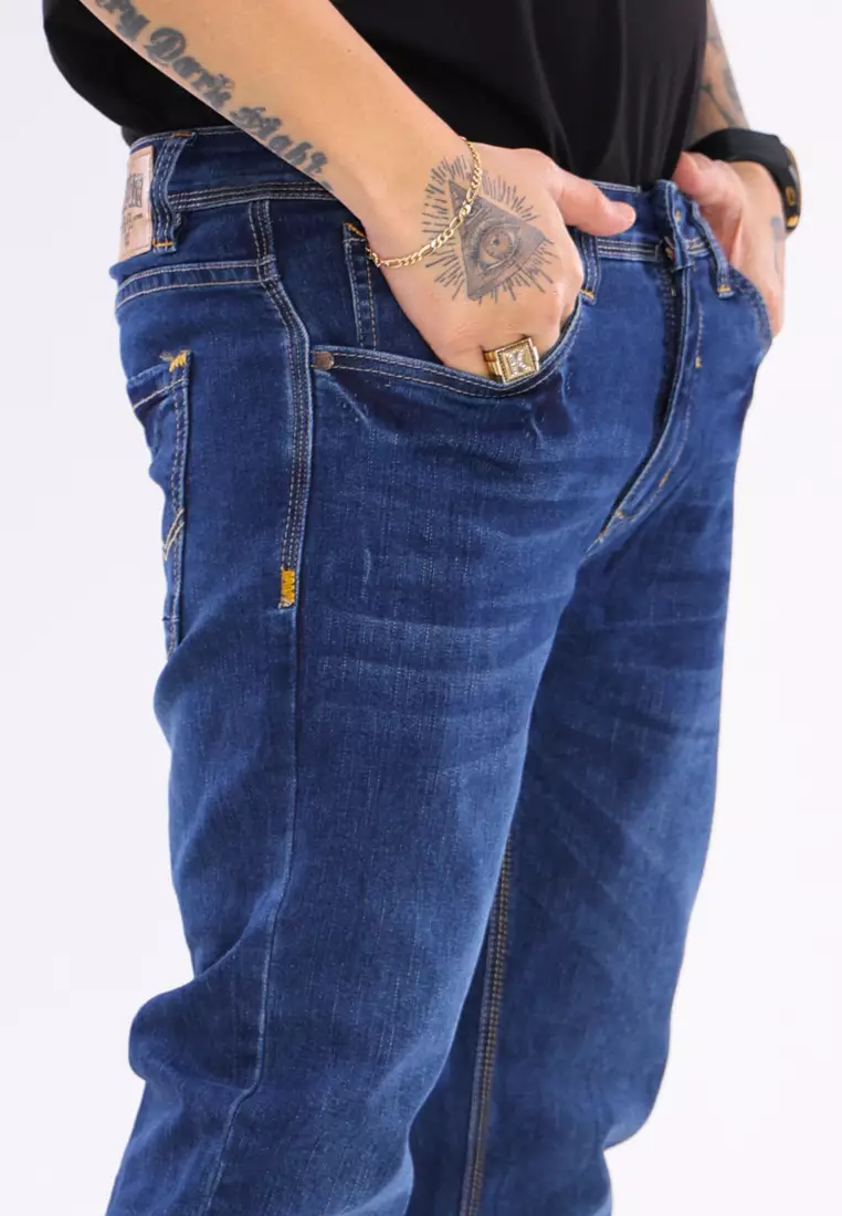 Denim Long Pants Slim Tapered Fit Stretch