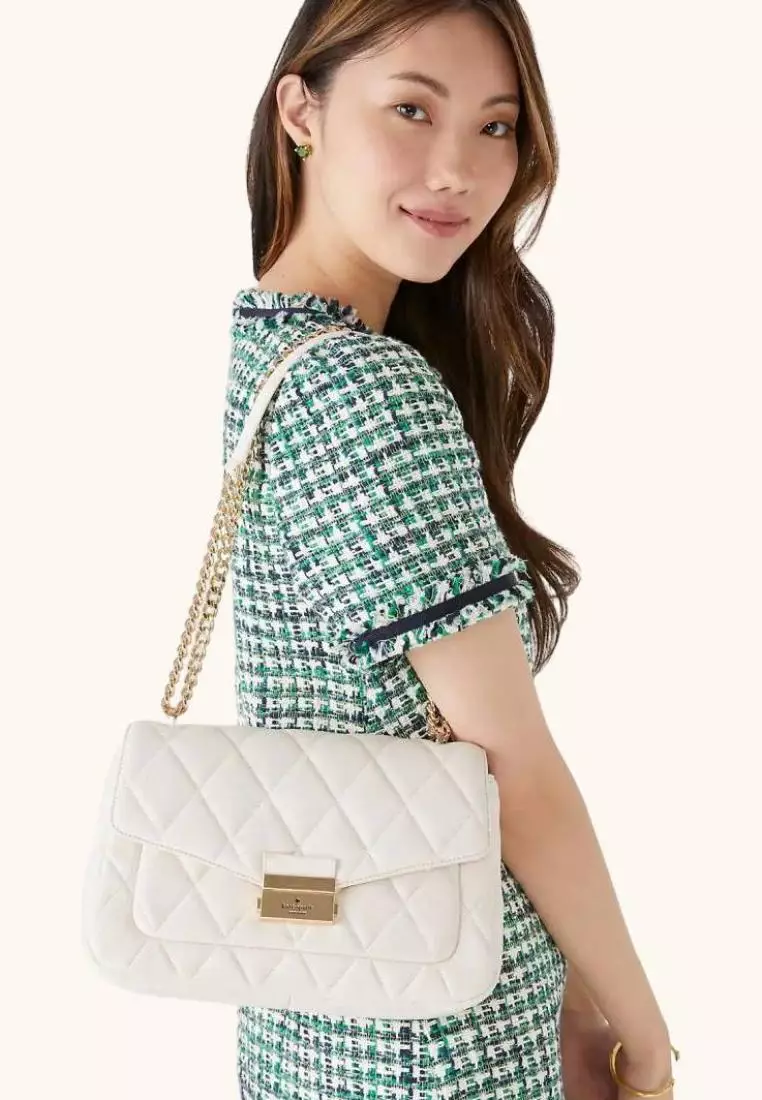 Kate Spade Carey Medium Flap Shoulder Bag Parchment