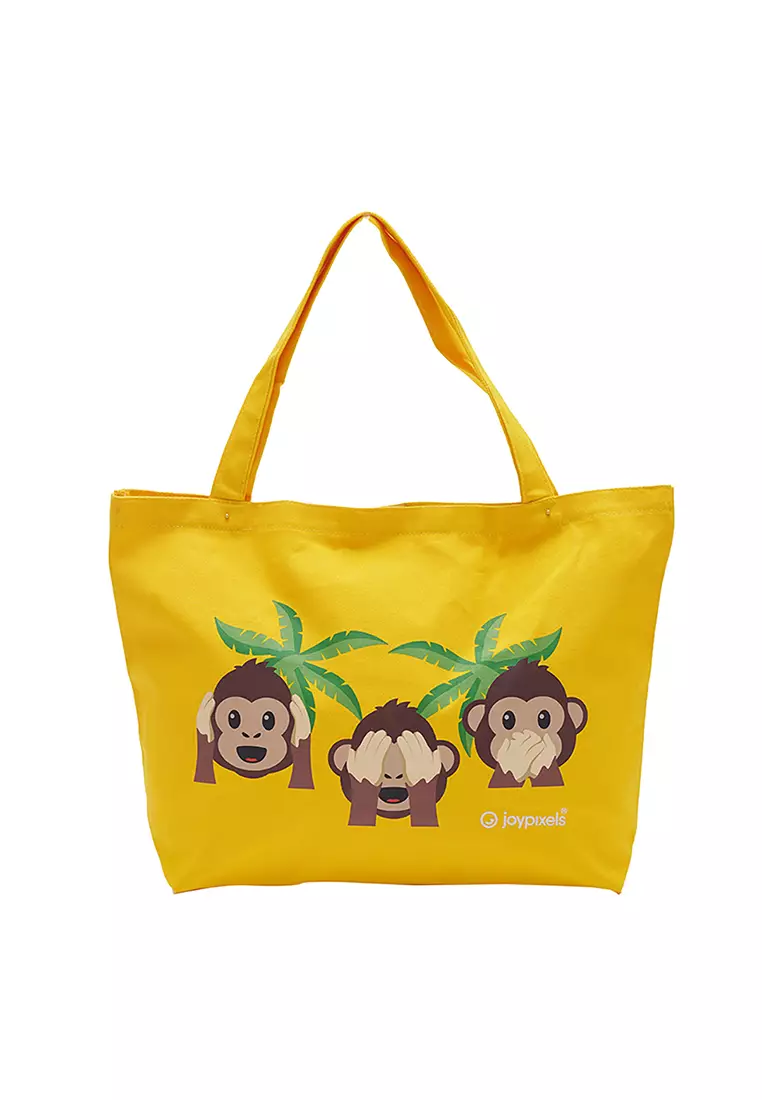 Canvas Bags Joypixels Yellow Three Wise Monkey