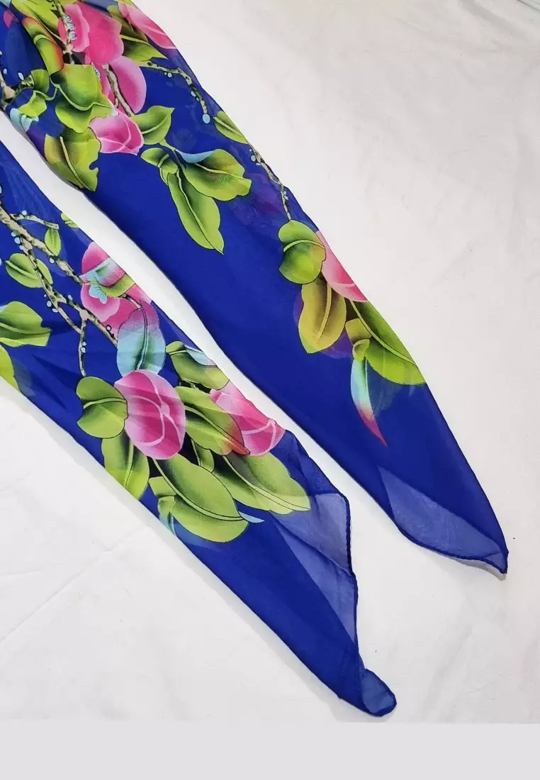 Aksesoris Wanita Magpie Silk-Feel Scarf Royal Blue
