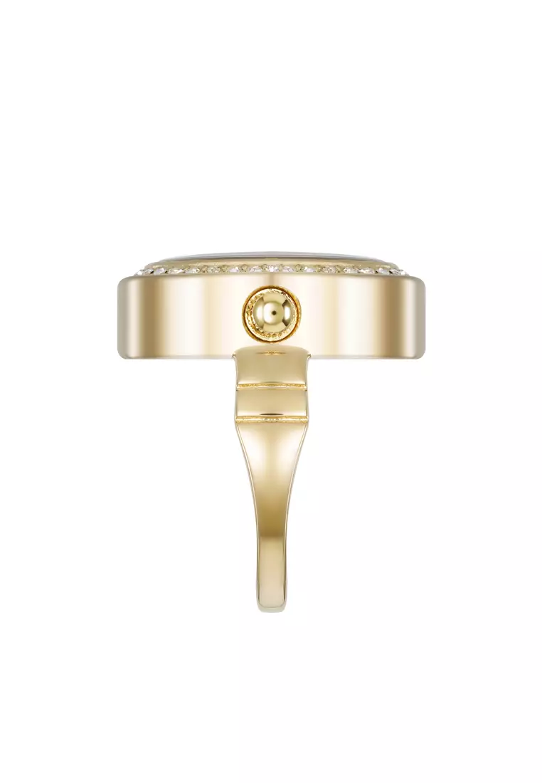 Anne Klein Purple Mother of Pearl Oval Gemstone Ring Watch