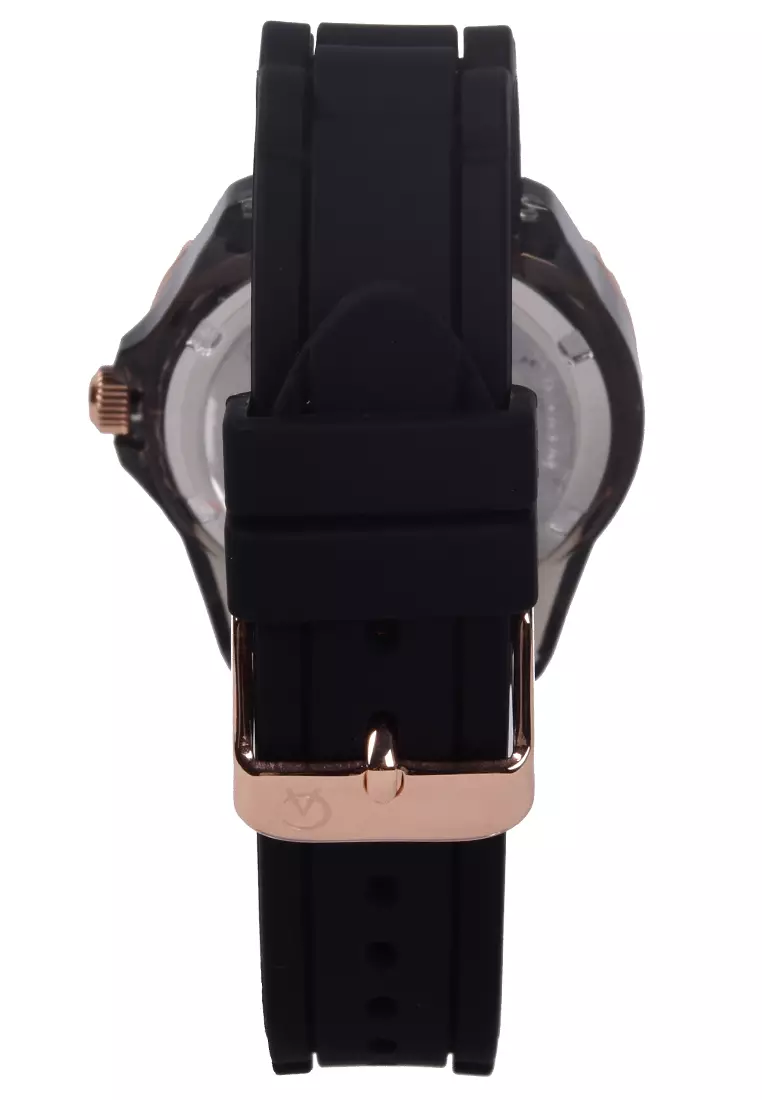 Alexandre Christie - Jam Tangan Chronograph Wanita - Rosegold Black - Rubber Strap - 2A01 BFRRGBA