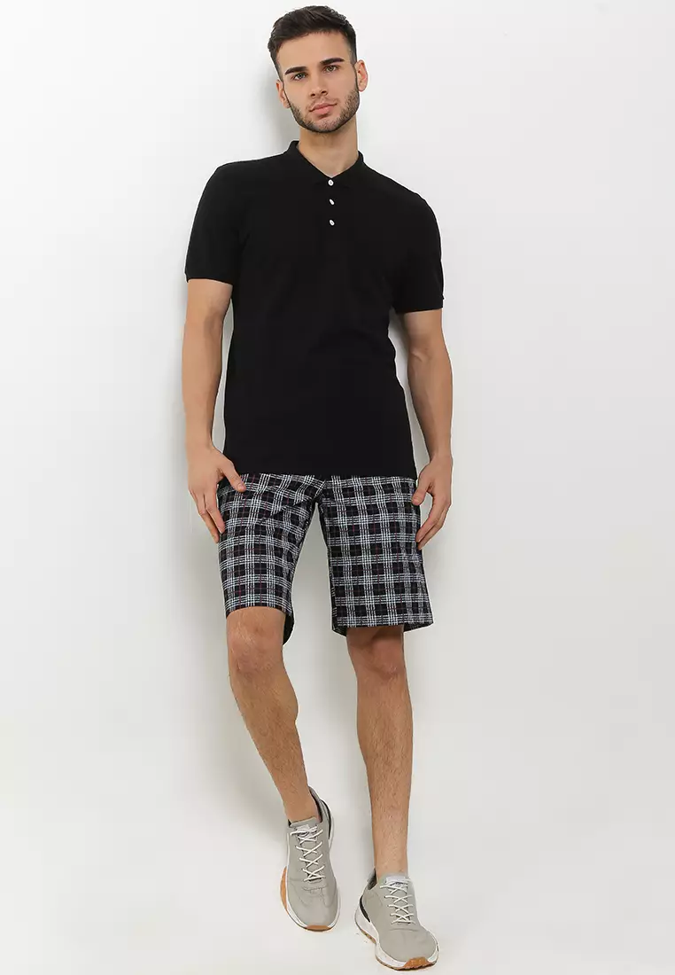 Crocodile Celana Bermuda Katun Pria - Men Short Pants - 134 Black Red