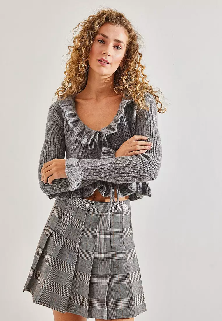 Women's Ruffled Openwork Knitwear Cardigan