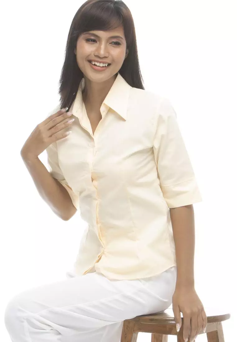 Divina Pinstripe 3/4 Sleeve Office Blouse