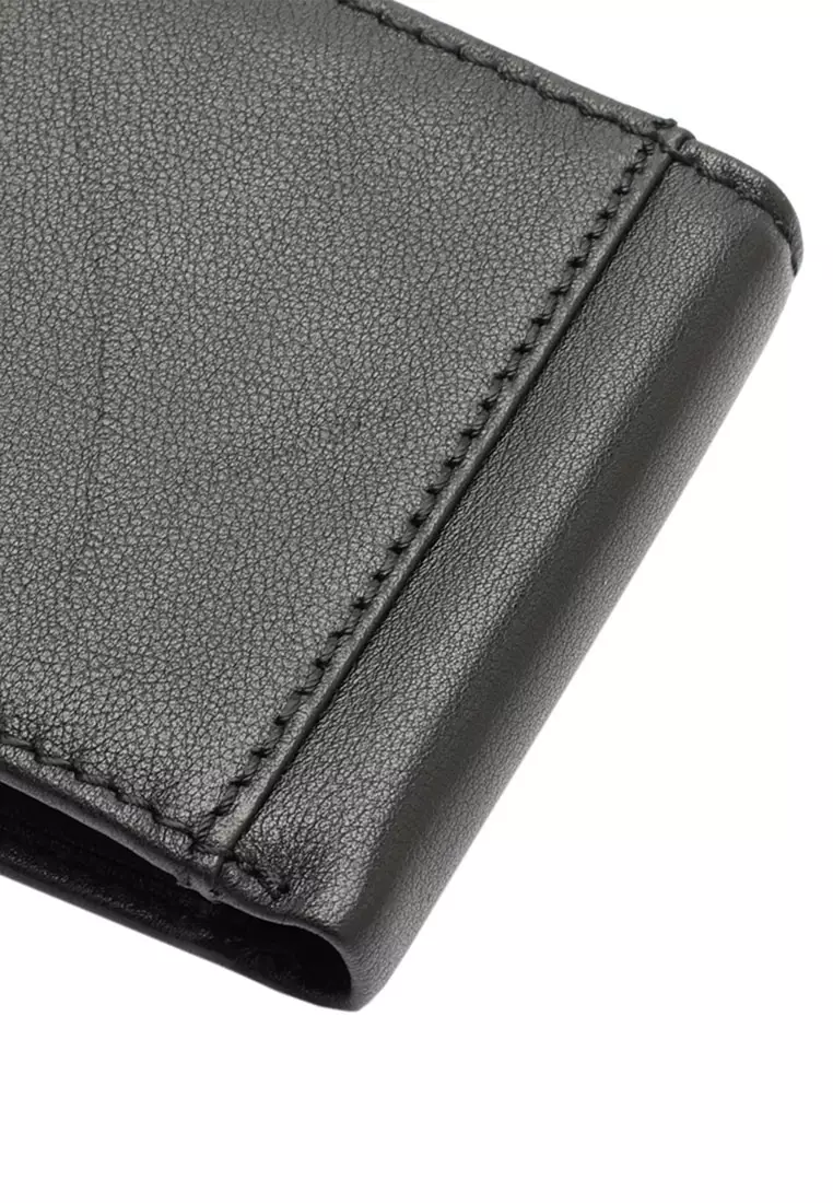 Men's RFID Blocking Tri Fold Wallet with Coin Compartment (Dompet Tri Fold Pria RFID) - Hitam