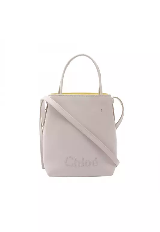 Pre-Loved Chloé Sense Micro Tote Bag Handbag leather Light pink 2WAY