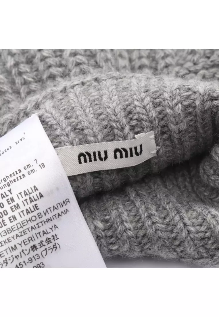 Pre-Loved MIU MIU fingerless gloves glove wool cashmere gray