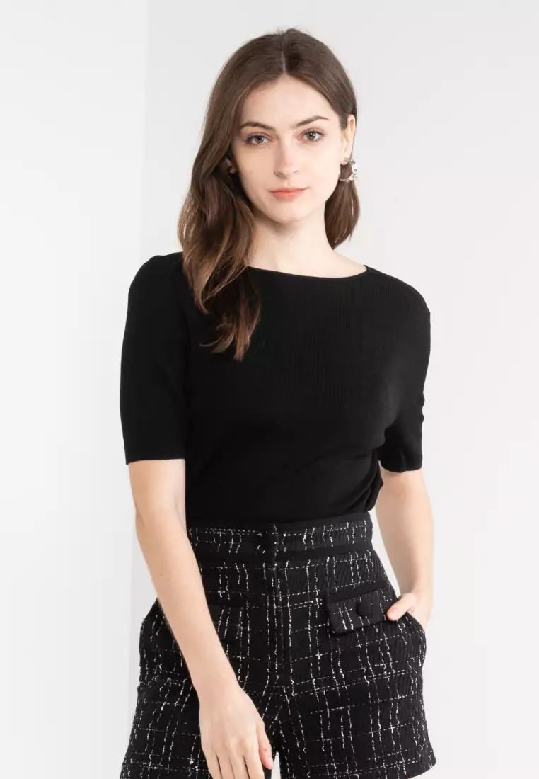 Twist V-Back Knit Top