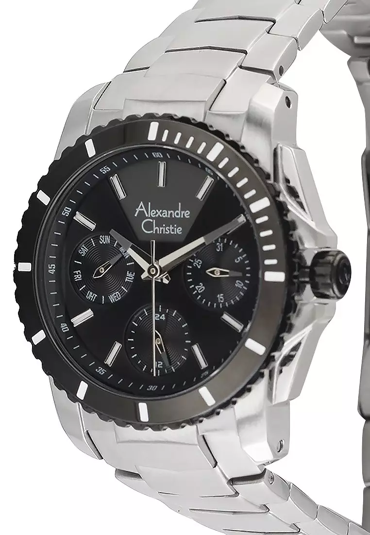 Alexandre Christie Jam Tangan Wanita - Silver Black - Stainless Steel - 6455 Silver Black Ladies