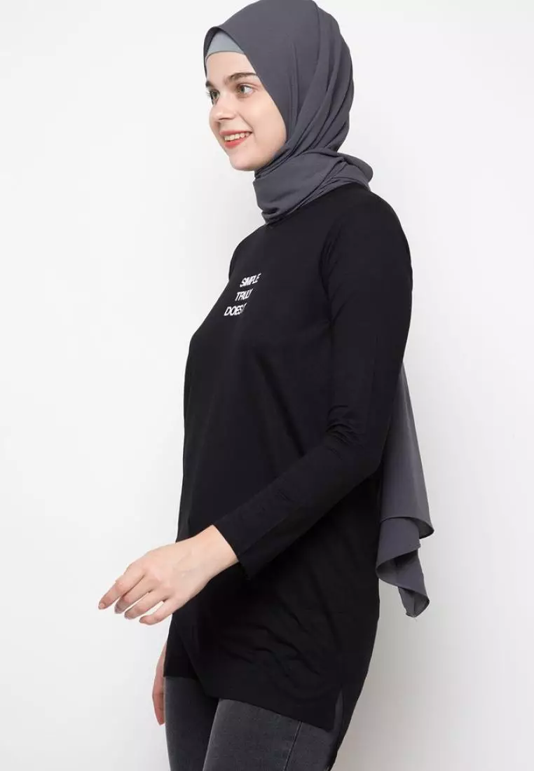 LTC88 Thirdday mls simple does it hitam hijab lengan panjang wanita
