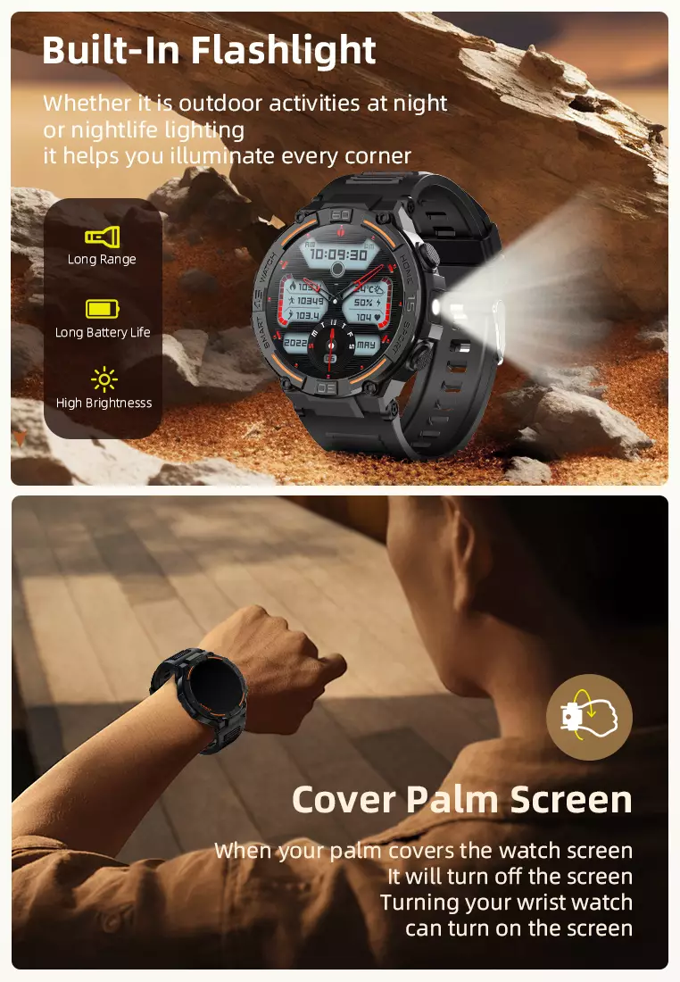 Smart Watch HW50 1.52 inch Bluetooth Call Anti Air Pengisian daya magnetis Multi-Olahraga Jam Pintar Khaki