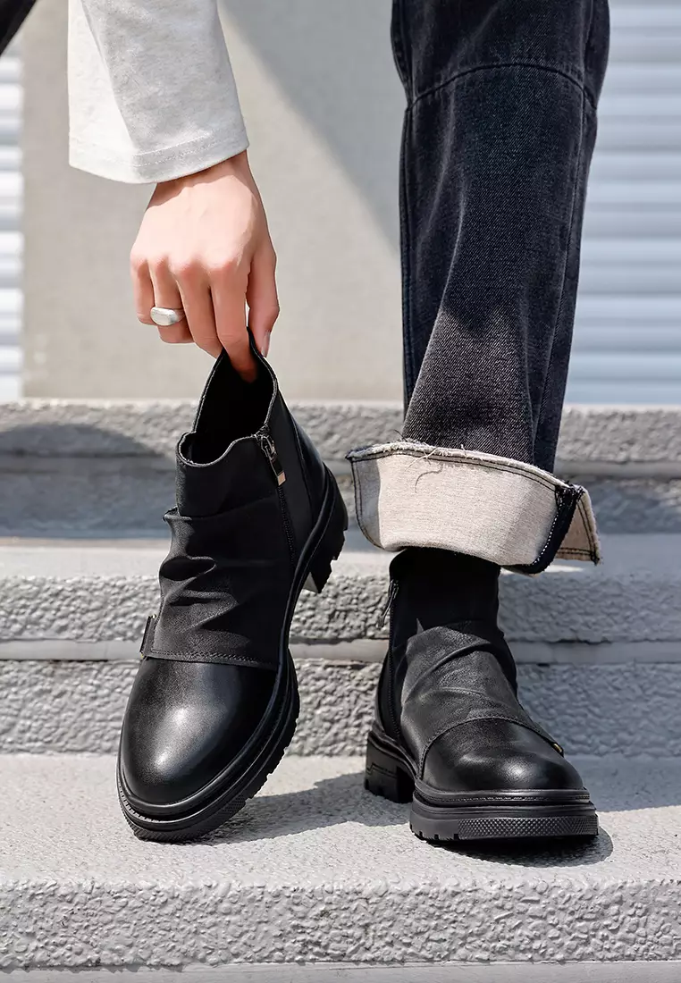 Platform Side Zipper Utility Boots KB26M01