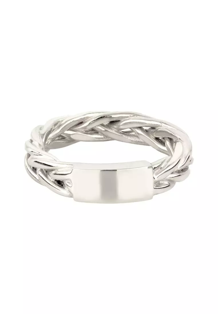 EXCLUSIVE Cincin Perhiasan Perak 925 Pria Bandring Braid Pattern