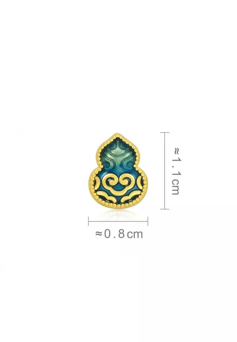 999 24K Solid Gold Cultural Blessings Auspicious Enamel Wulu Gourd Charm 92660C (Bracelet not included)