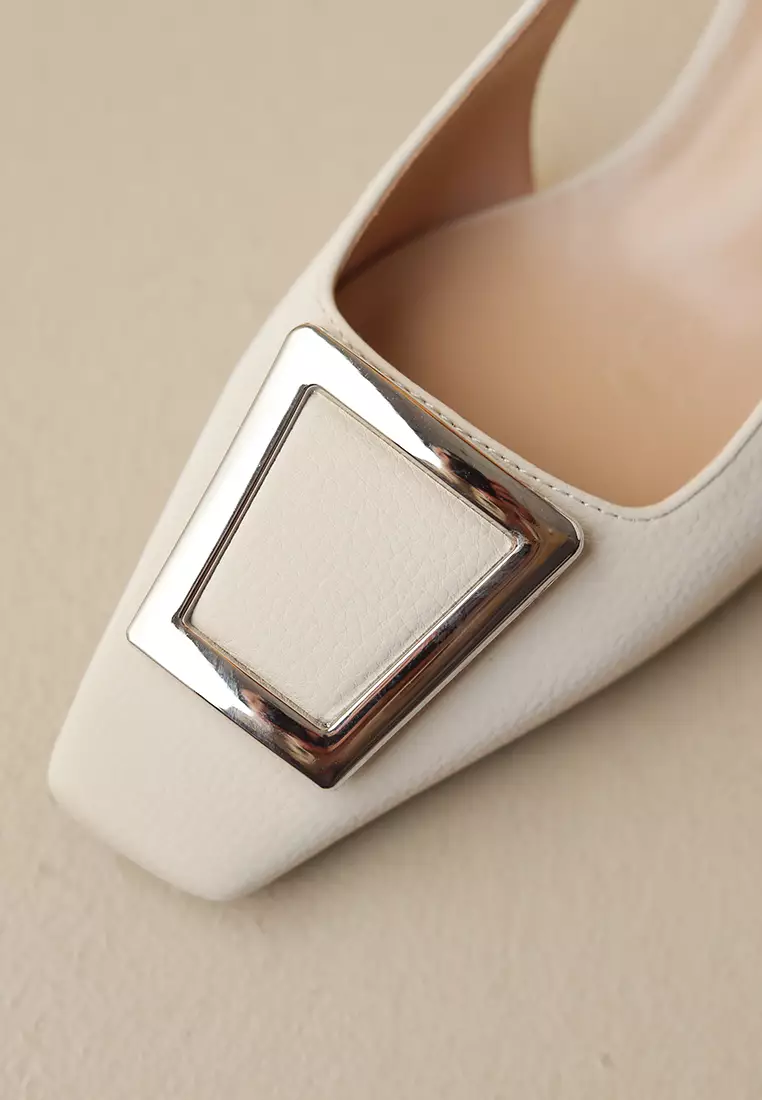 5CM Square Buckle Slingback Mid Heels XJ1328-2