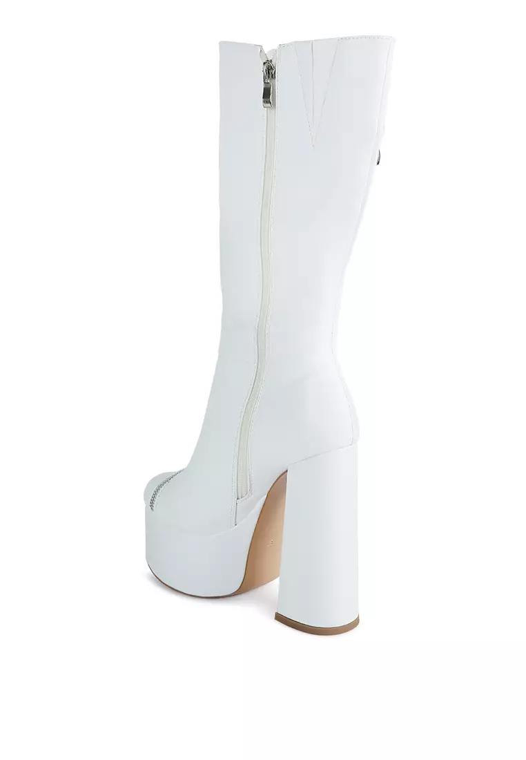 White leather new arrivals platform boots