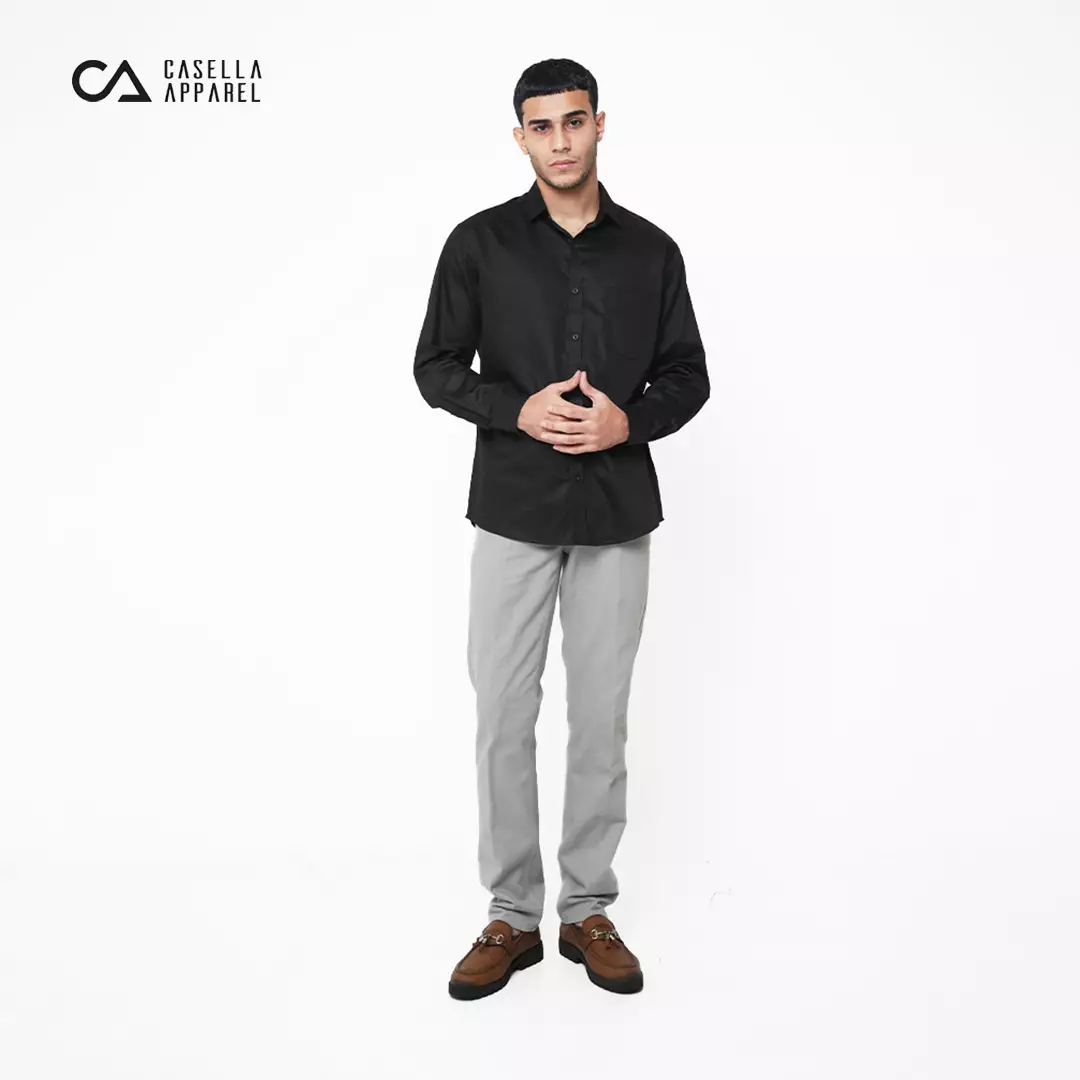 Casella Kemeja Pria Lengan Panjang Polos | Kemeja Premium Gallant 7774 Black