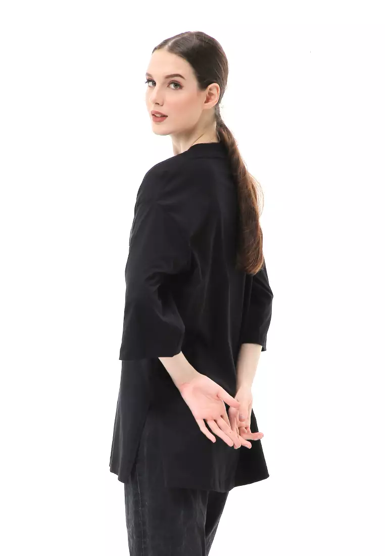 Wina Kaos Atasan Wanita Polos Basic Oversize - Hitam