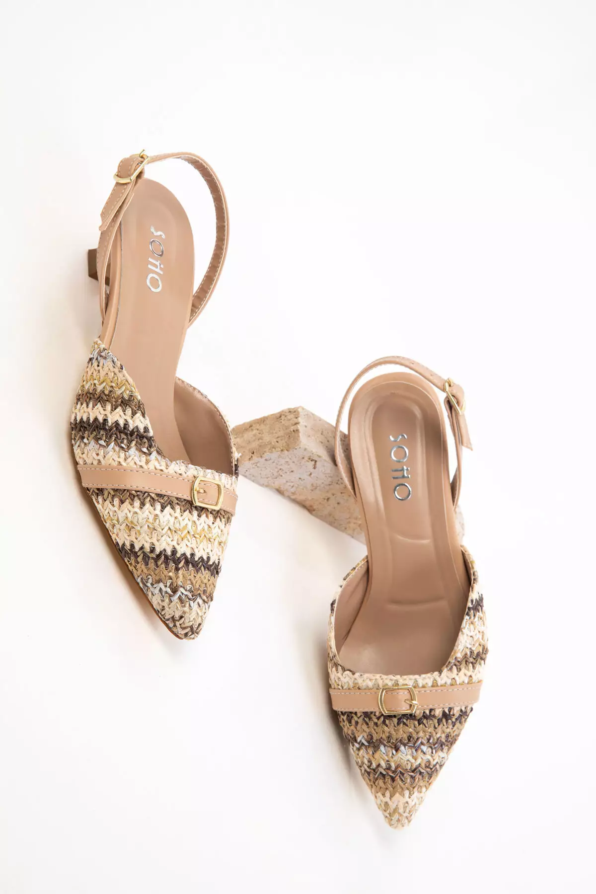 Beige-Brown Women's Classic Heeled Shoes 20681