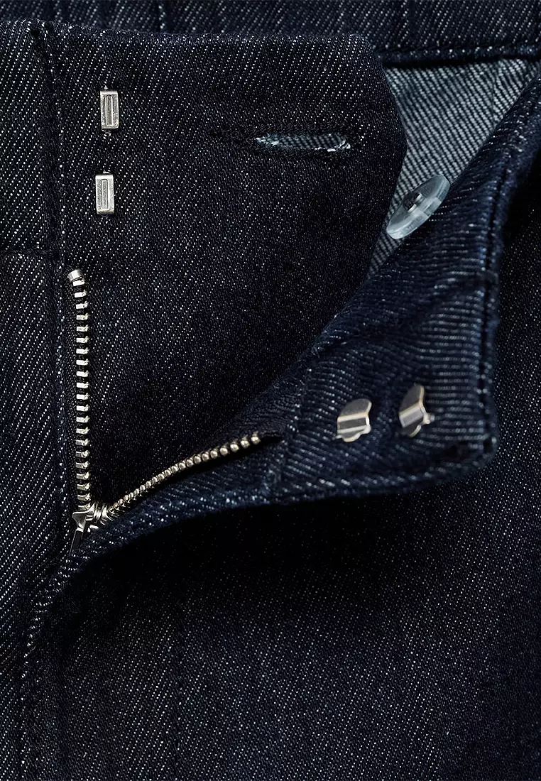 High-Waisted Wide Leg Denim Trousers