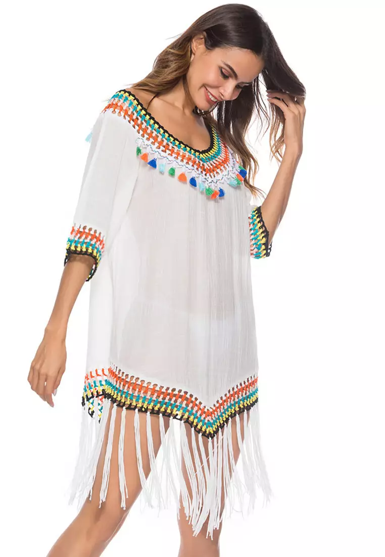 Buy LYCKA LTH4066-European Style Beach Casual Outer Dress-White