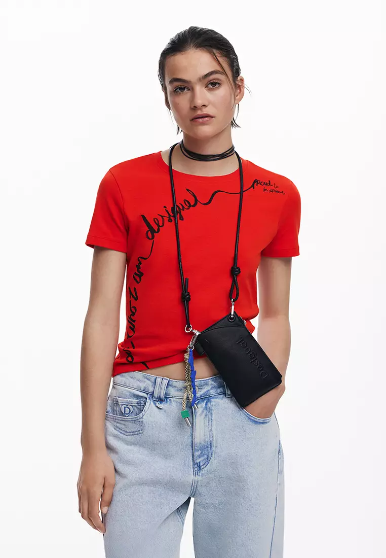 Mobile holder leather-effect logo