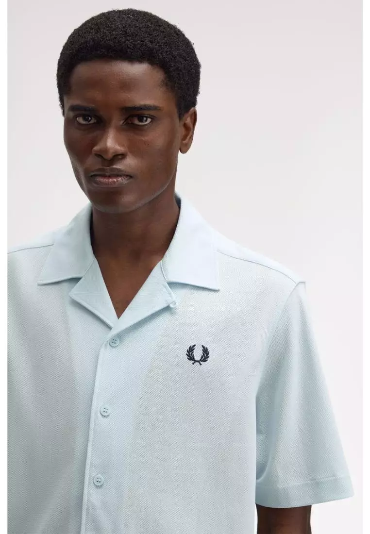 Fred Perry M1745 Compress Mesh Revere Collar Shirt (Light Ice)