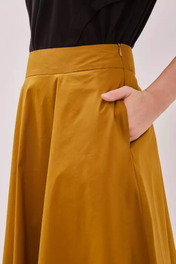 MINIMAL - Kamelie - Rok Midi A line - Brown Warna Brown
