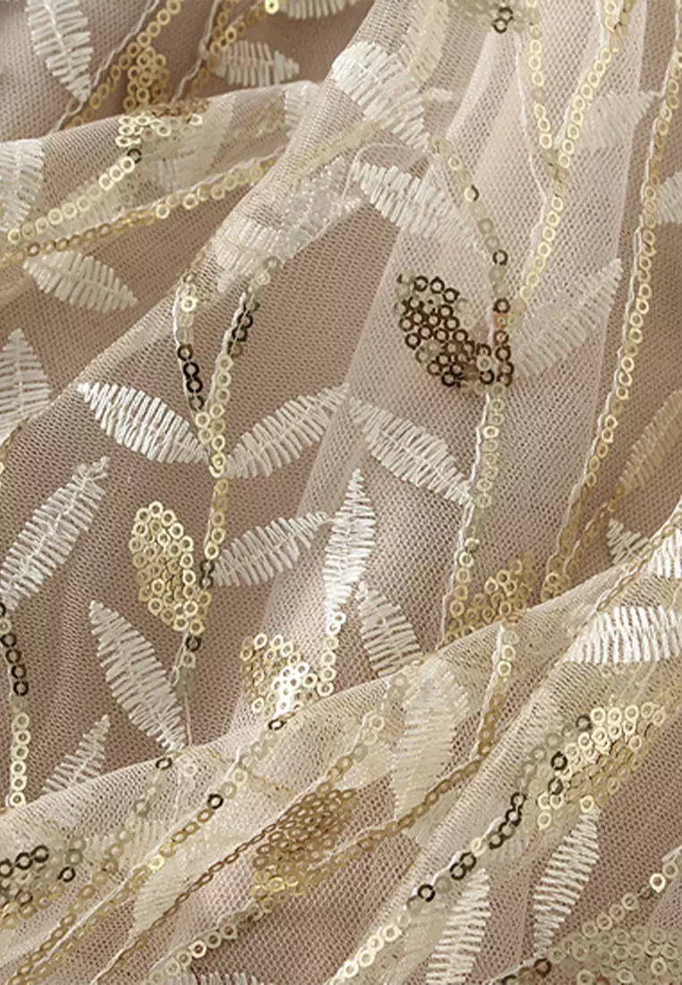 Mesh Sequin Embroidered Midi Skirt AF1888