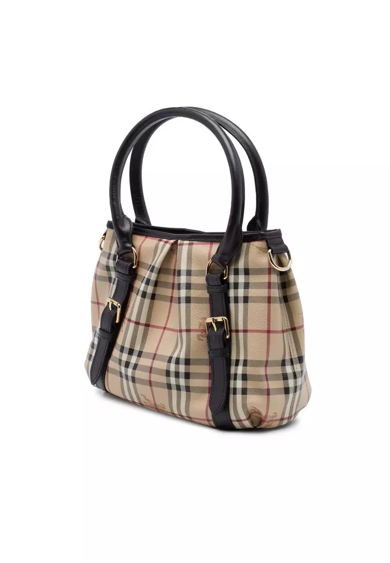Pre-Loved Burberry Small Haymarket Check Coated Canvas Northfield Satchel
