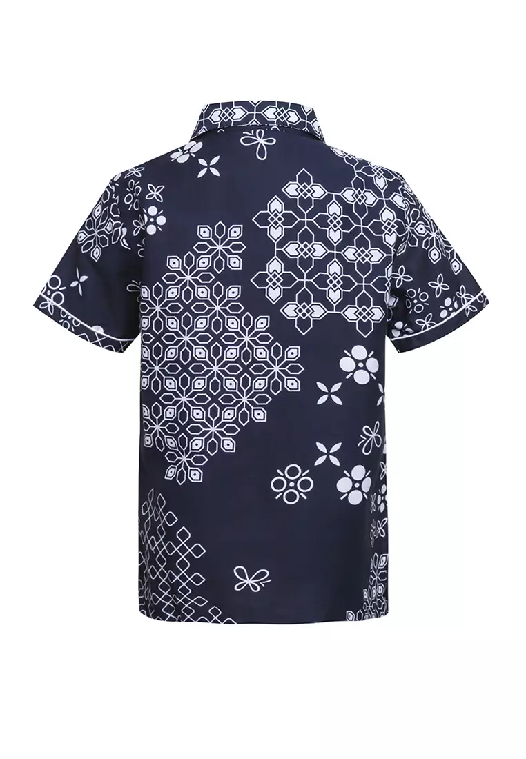Hem Anak Batik Laki Laki Lengan Pendek Saptha Navy