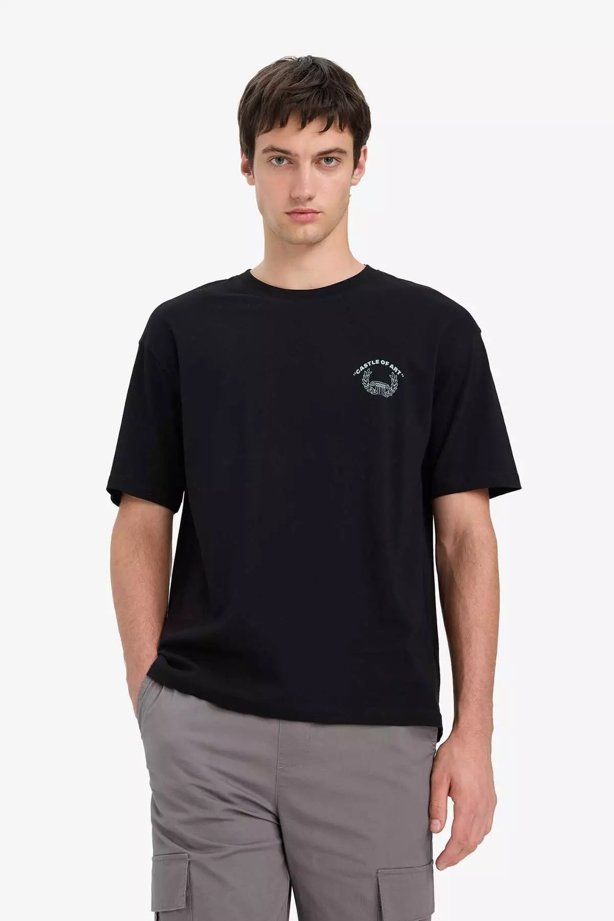 100% Cotton Boxy Fit Crew Neck Back Printed Short Sleeve T-Shirt F5765Ax25Sm