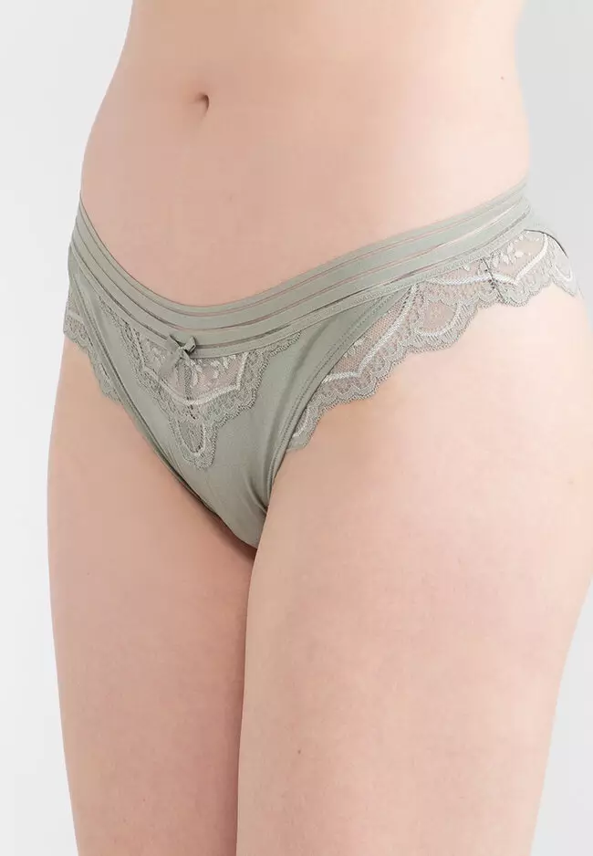 Buy Hunkemoller Lyra Open Crotch Brazilian Panties, Teal Green Color Women
