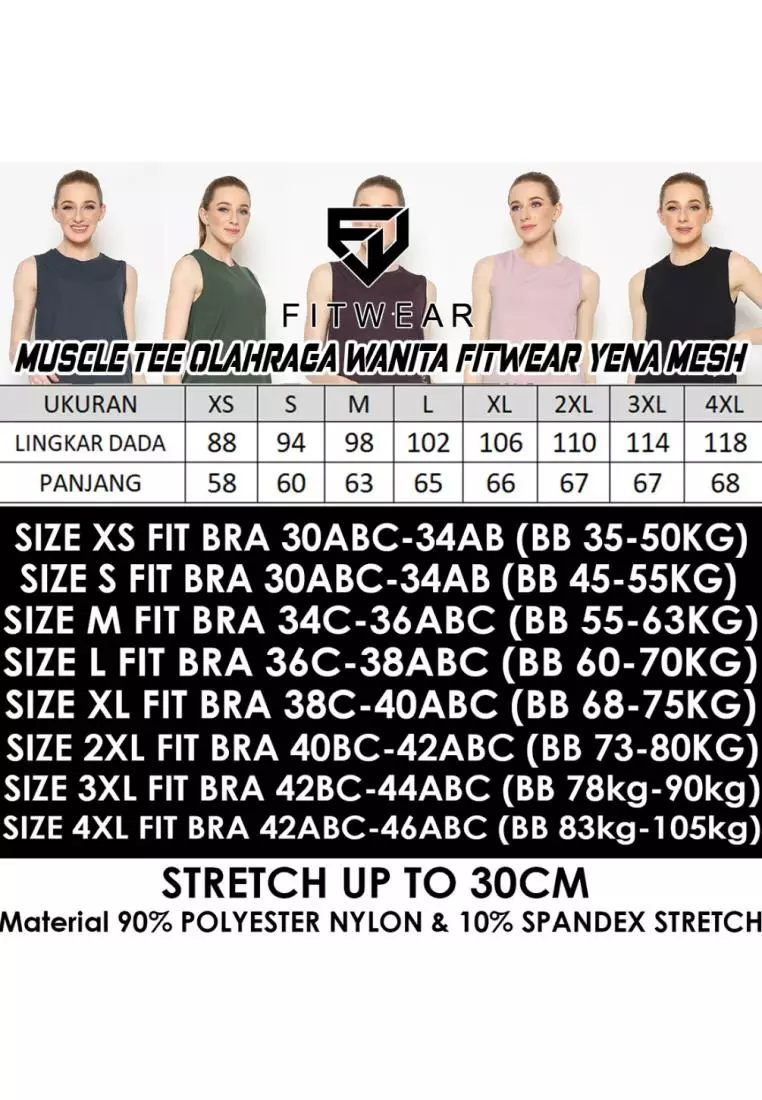 Fitwear - Tanktop Olahraga Wanita YENA MESH MUSCLE TEEE - BLACK