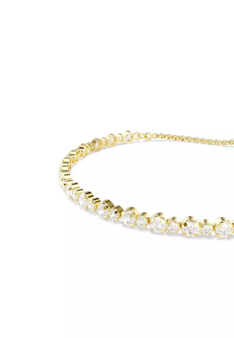 Matrix Tennis Bracelet, Round Cut, White, Gold-Tone Plated