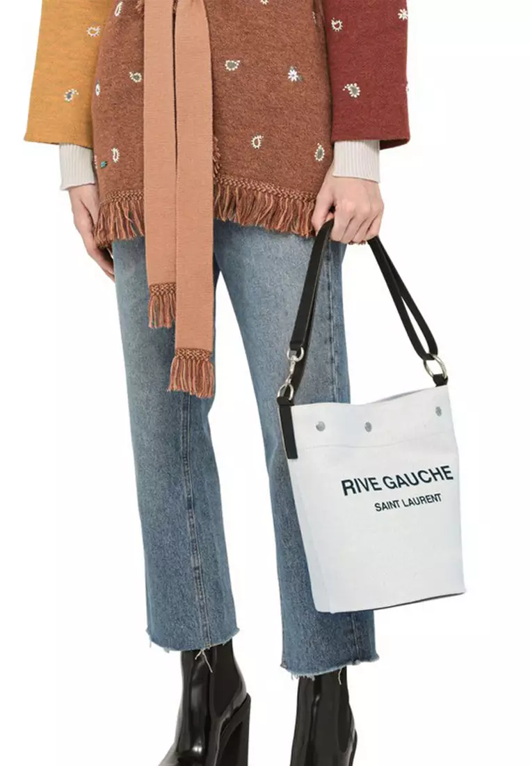 Rive Gauche Bucket Bag in White Linen
