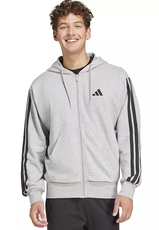 Essentials 3-Stripes French Terry Full-Zip Hoodie