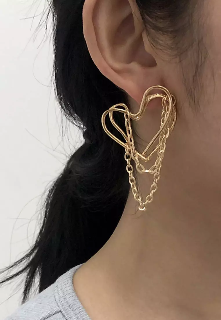 Heart-Shaped Chain Earrings A21032414GD