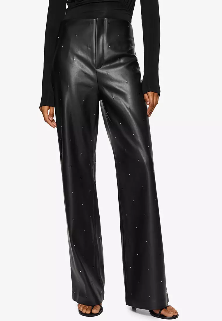 Leather Pants Mng Pants Buy Mango Leather Effect High Waist Pants