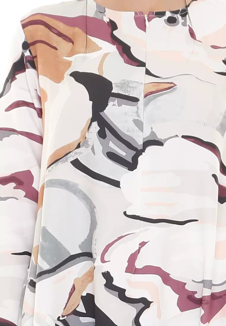 Felicia Printed Dress in Purple White