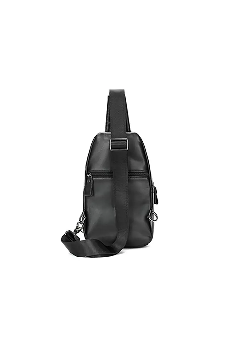 Men's Soft Cow Leather Zipper Belt Bags Chest Bags