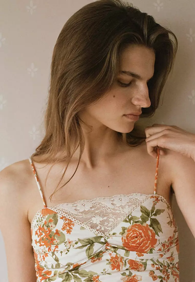 Draped Floral Top