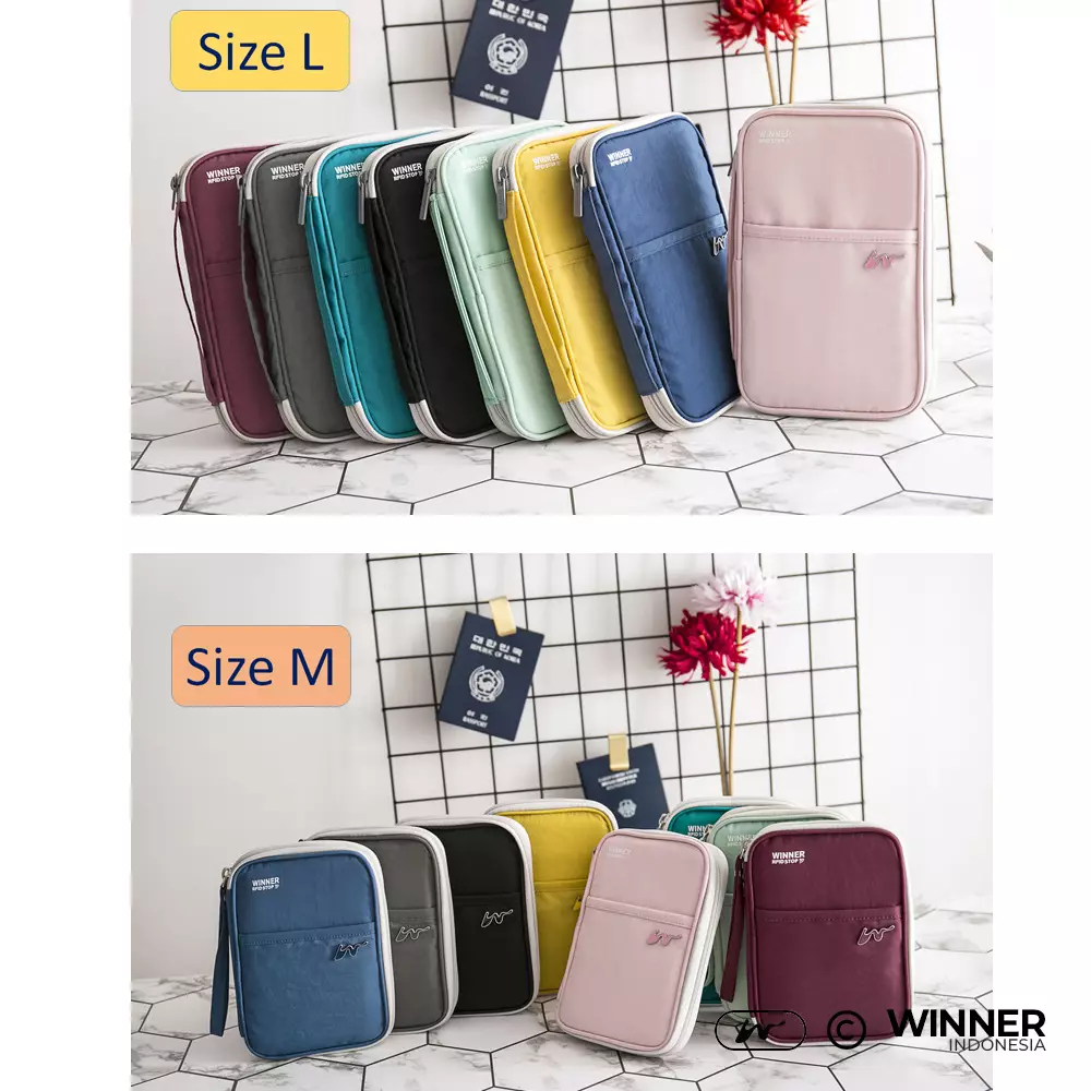 Passport Card Holder RFID Protection Anti-Theft Anti-Air Travel Case Wallet (T14-PP01) - Hitam L