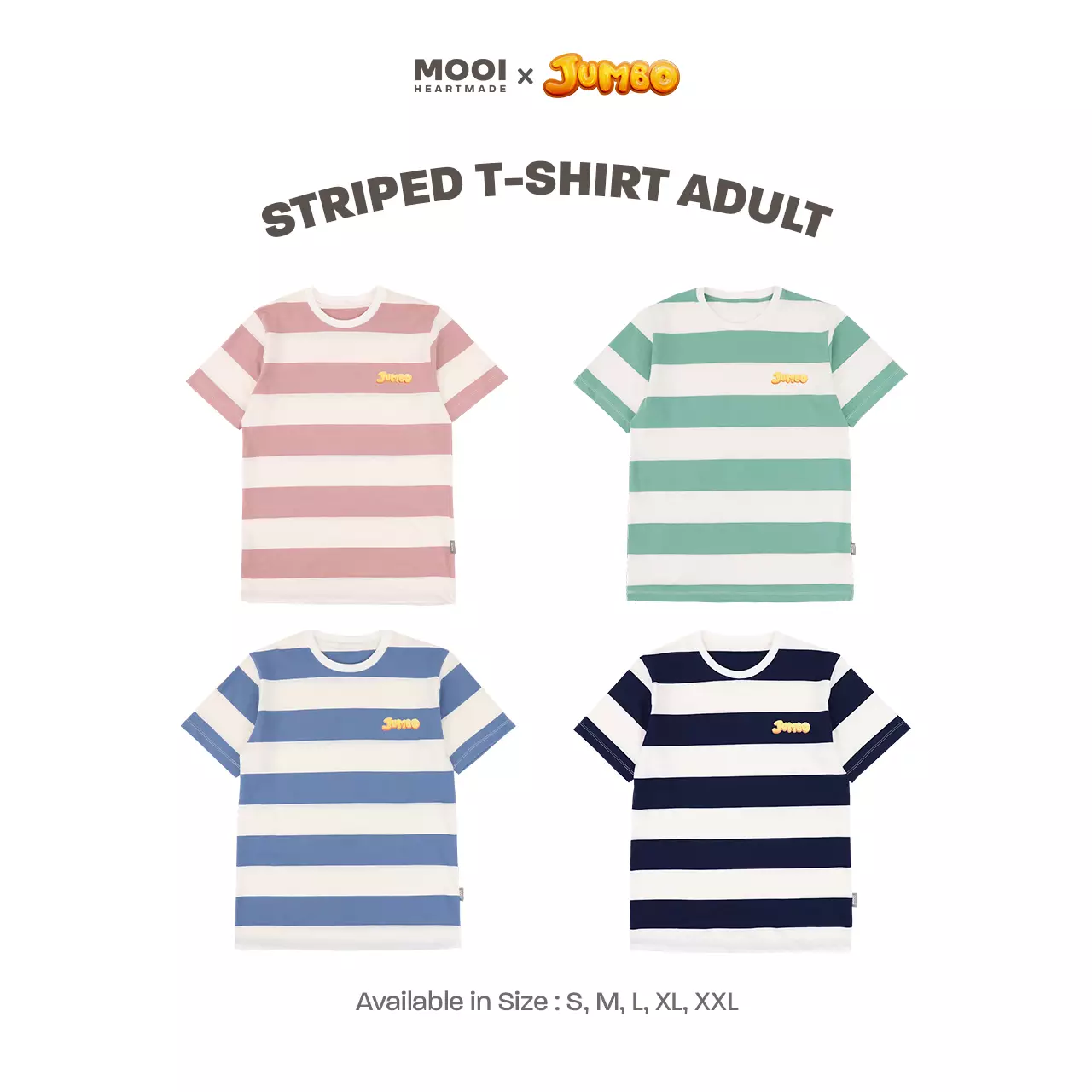 Mooi x Jumbo Kaos Dewasa Tshirt Striped Adult - Sage Green