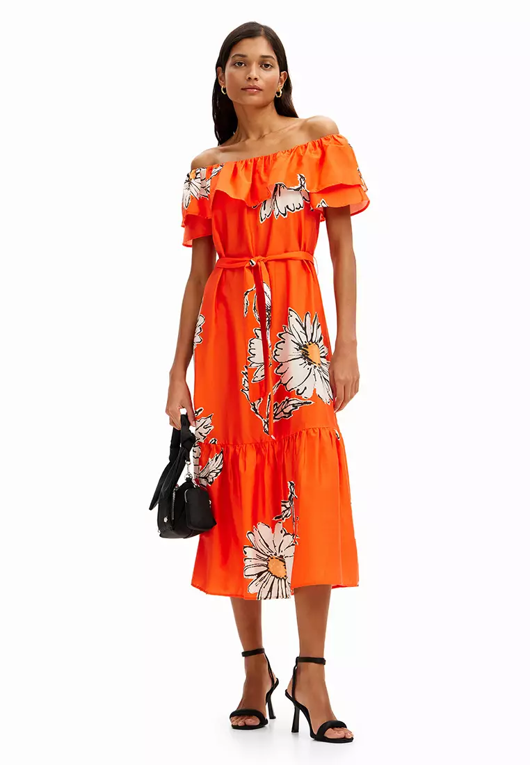 Desigual Woman Daisy ruffle midi dress.