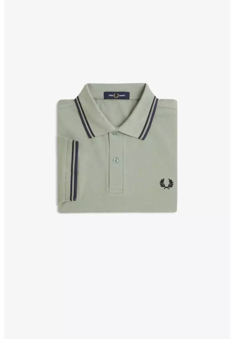 Fred Perry M3600 Twin Tipped Fred Perry Shirt (Bay Leaf / Dark Airforce / Tennis Blue)
