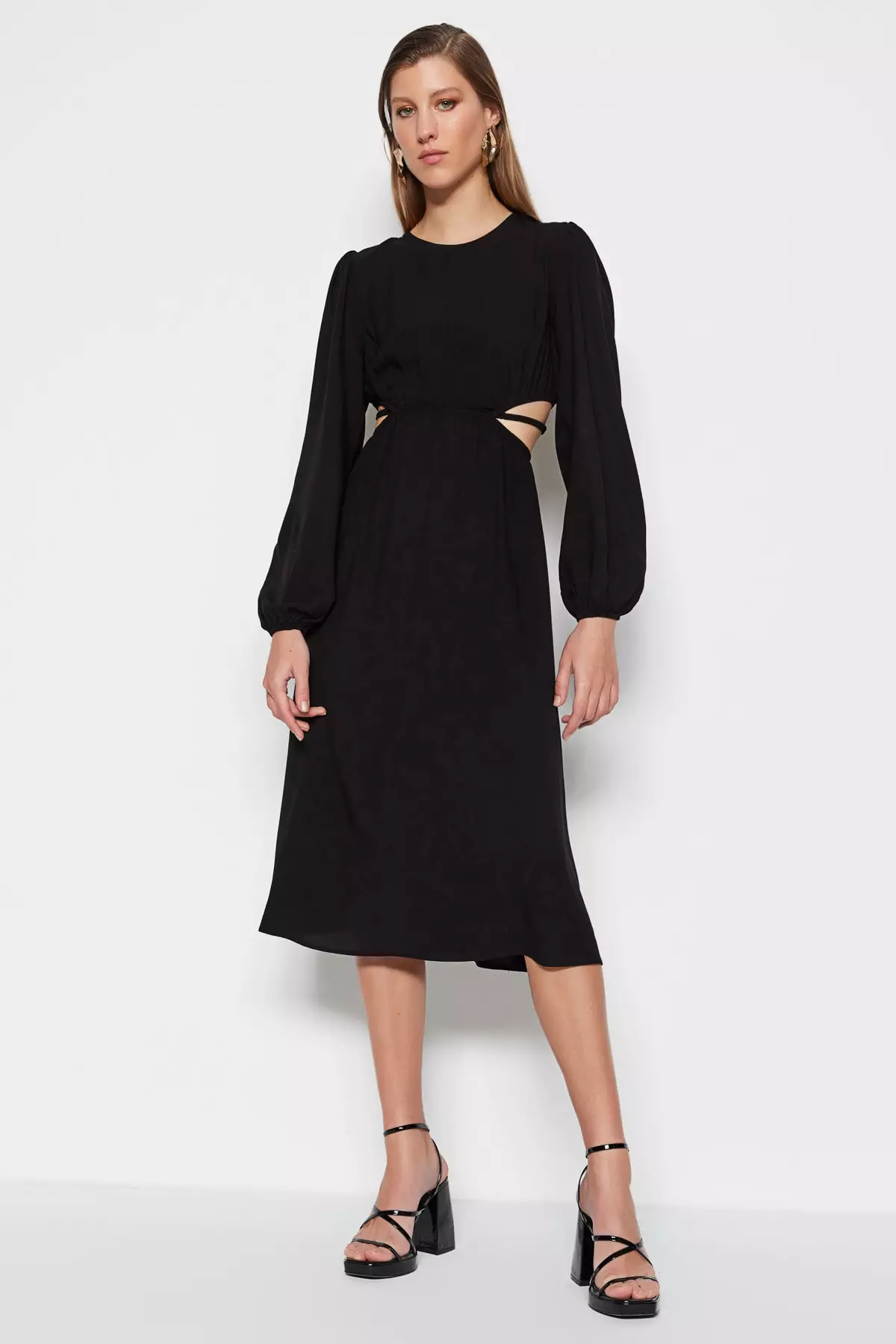 Aline midi dress with sleeves outlet