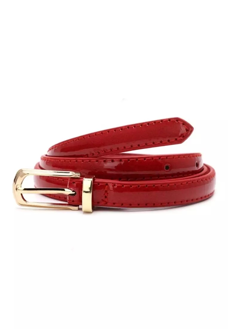 Fern Tali Ikat Pinggang Belt Wanita Material Leather Model Slim ORIGINAL - Red