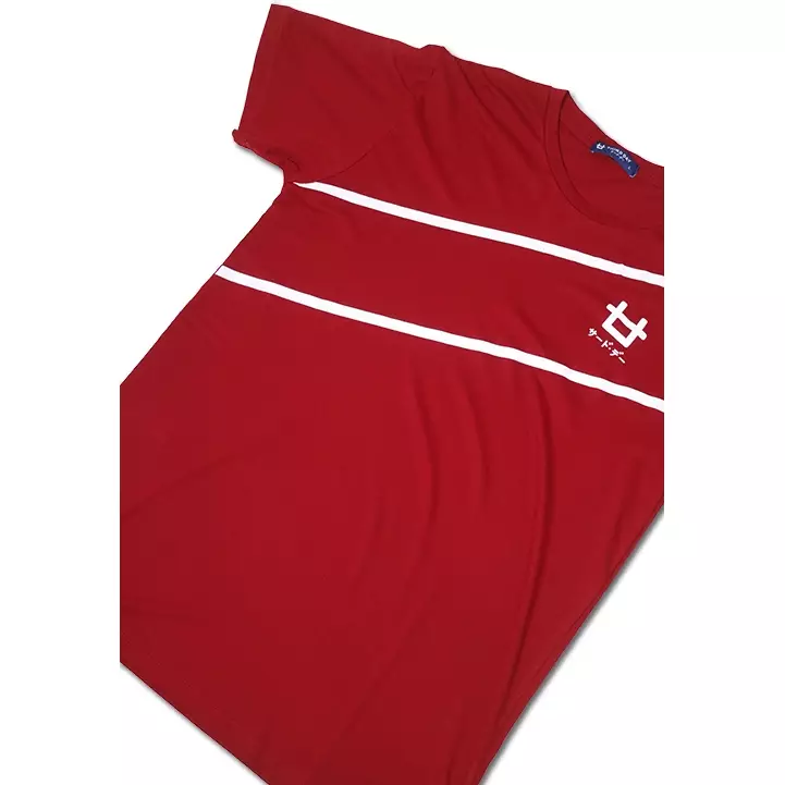 MTE44F 2diagline logo dakir mr T-shirt Merah